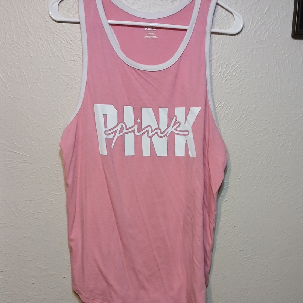 🧡Gently Worn Pink Tank Top with White Trim
